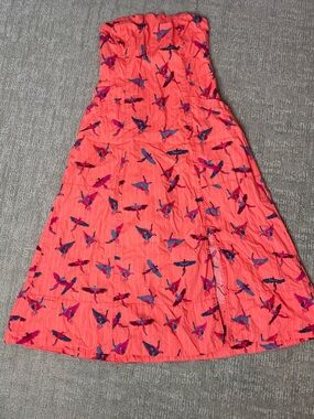 Free People Sunshine of Your Love Parrot Print Strapless Midi Dress